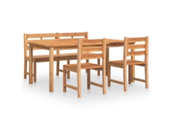 Juego de 4 piezas de comedor de jardín de madera maciza de teca EXCLUSIVA DE LA CASA