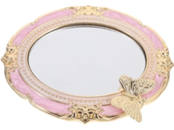 Estuche retro con espejo para maquillaje de viaje y bolso principal compacto y decoración