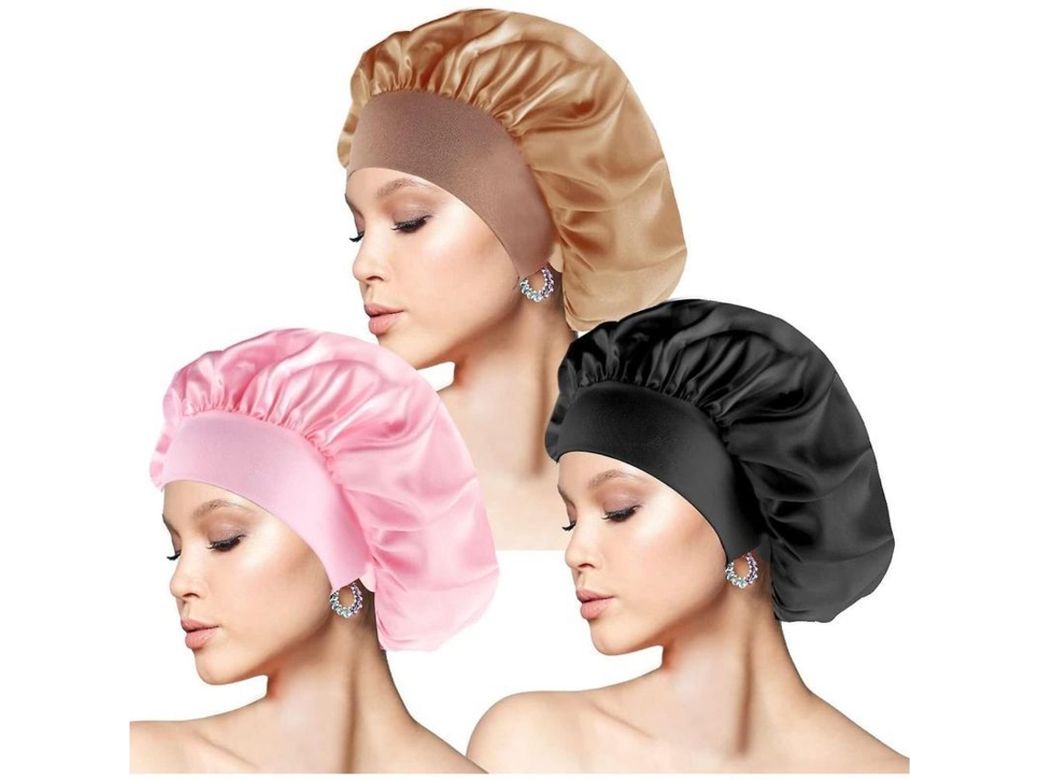 3 Gorros De Seda, Gorro De Dormir De Seda Con Elástico Ancho, Gorro De Seda Para Mujeres Y Niñas Tcp
