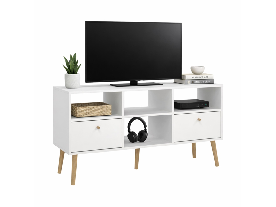 Mueble Tv Salón Guadiana Con 2 Cajones Blanco 118x40x61 Cm