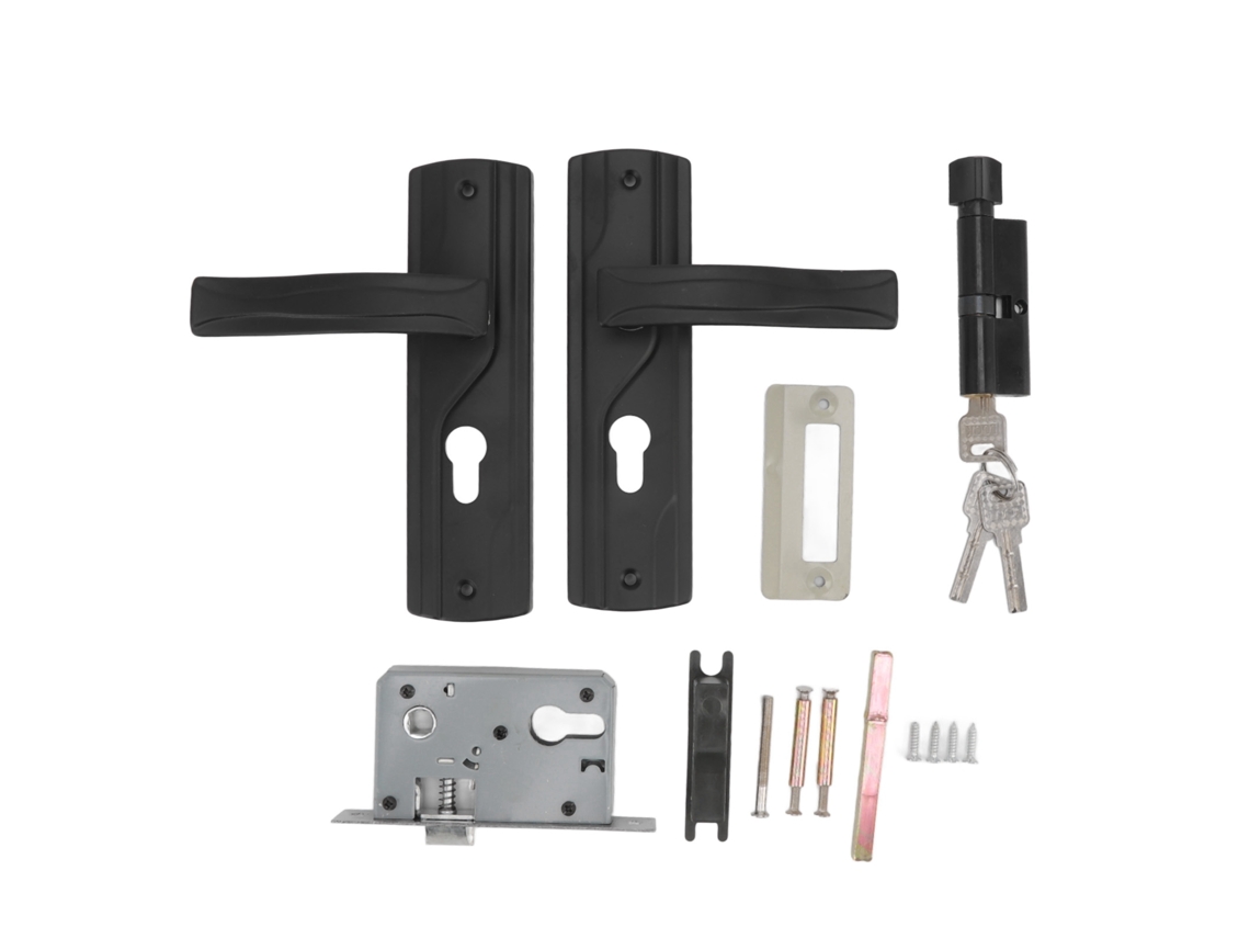 Mango De Puerta Con Cerradura De Acero Manganeso Rodamiento Silencioso Conjunto Universal Para Hogar Dormitorio Negro Con Llaves