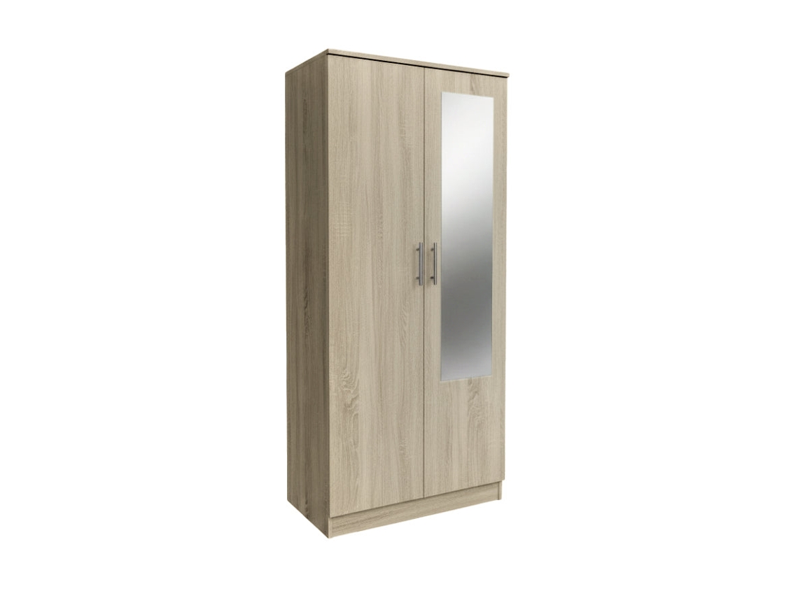 Armario para dormitorio con 2 puertas y espejo, Cambria