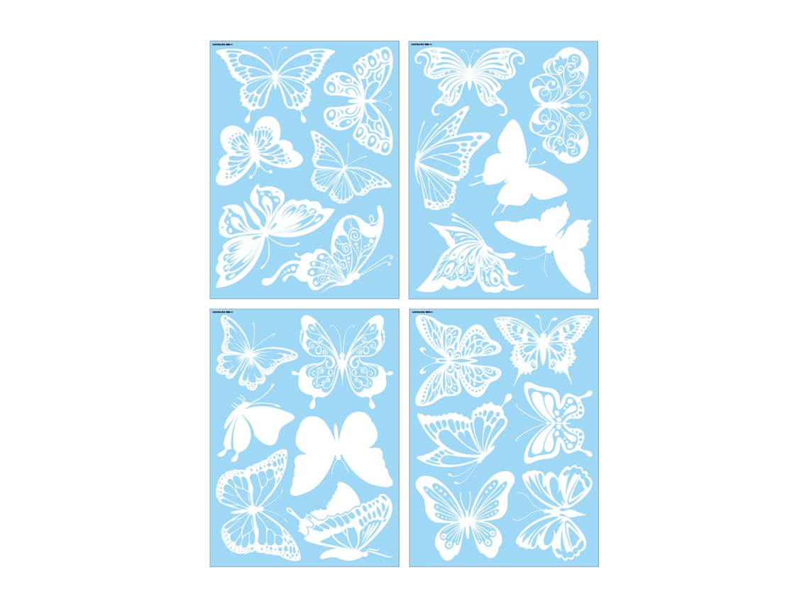 4 Hojas Pegatinas De Ventana Antichoque Diy Tema Mariposa Pegatinas De Vidrio Pvc Desmontables Para Golpes De Pájaros