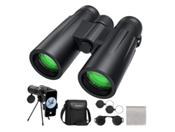 Binoculares 12x42 IP68 Trípode para observación de aves, senderismo, viajes, adaptador para fotografía, color negro. Bestvite