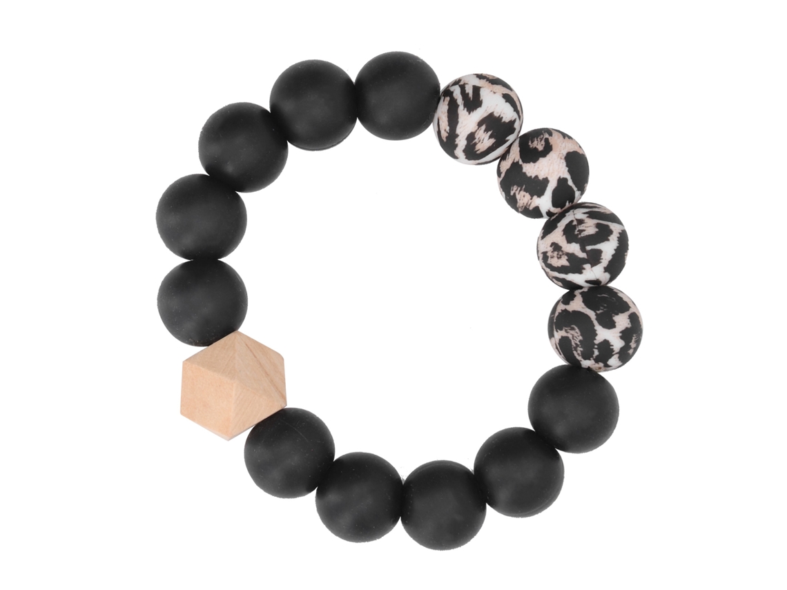 Pulsera Chupete Para Bebé, De Silicona Y Madera De Frijol, Alivia El Dolor Y Es Un Juguete Relajante.