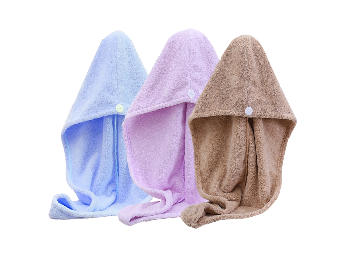 Juego de toallas Kofihety cabello absorbente secado rápido azul - 3 piezas (25x15x6 cm)