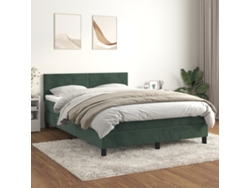 Cama Box Spring Con Colchón Terciopelo Verde Oscuro 140x200 Cm