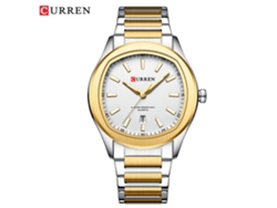 Reloj sencillo para hombre, resistente al agua, con calendario y movimiento de cuarzo (oro blanco).