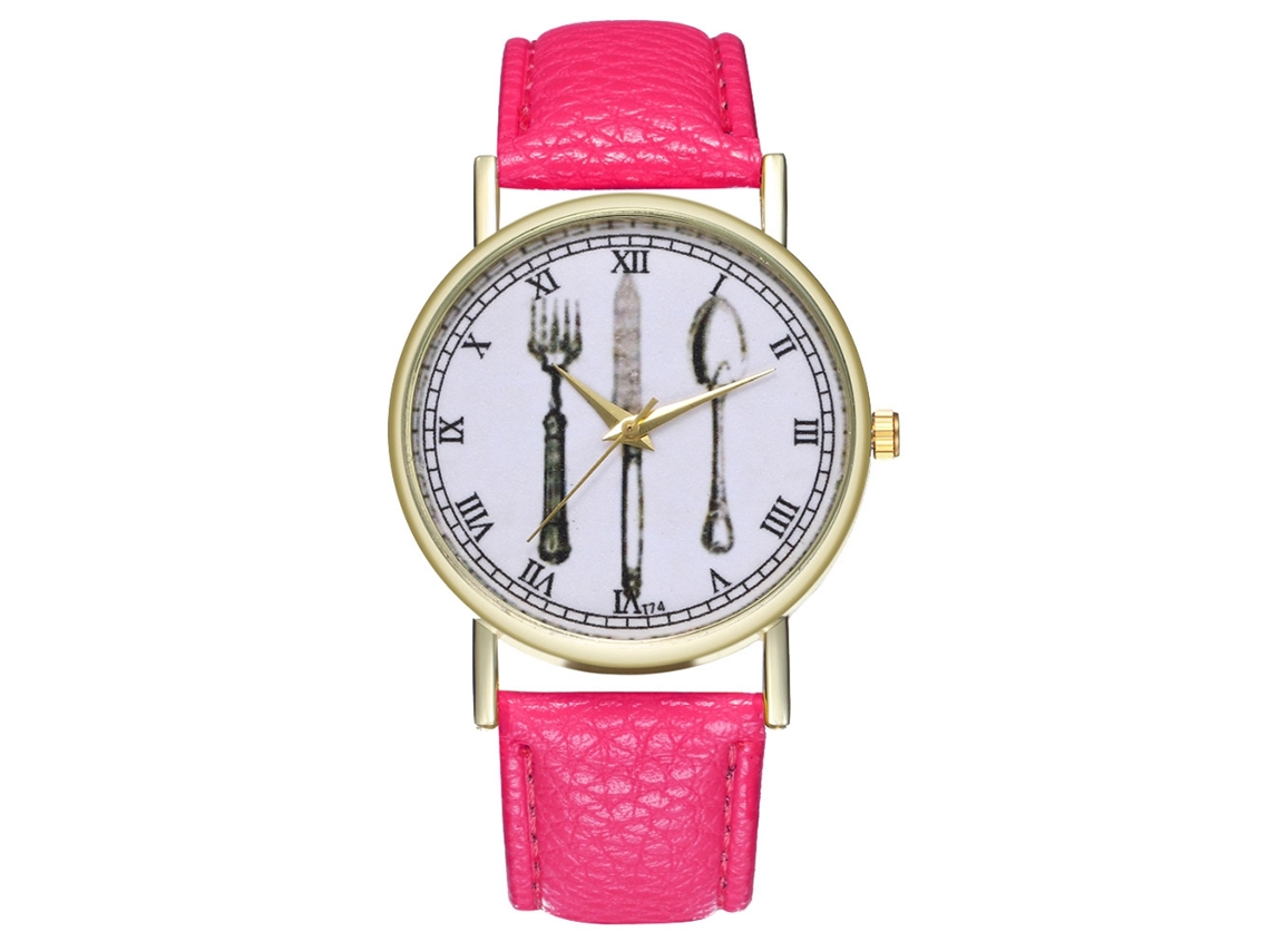 Reloj De Pulsera Unisex Para Parejas Con Cuarzo Y Correa De Piel Sintética Rosa Y Roja.