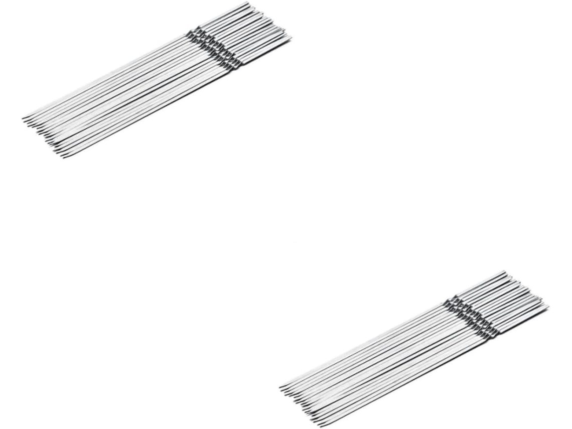 20 Brochetas De Acero Reutilizables Para Barbacoa