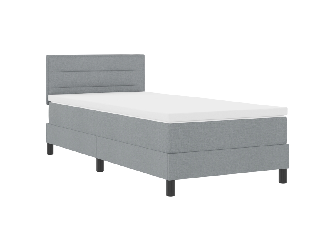 Cama Con Colchón De Caja Gris Claro Tela Vidaxl Gris Claro Fabric (80x200 Cm)