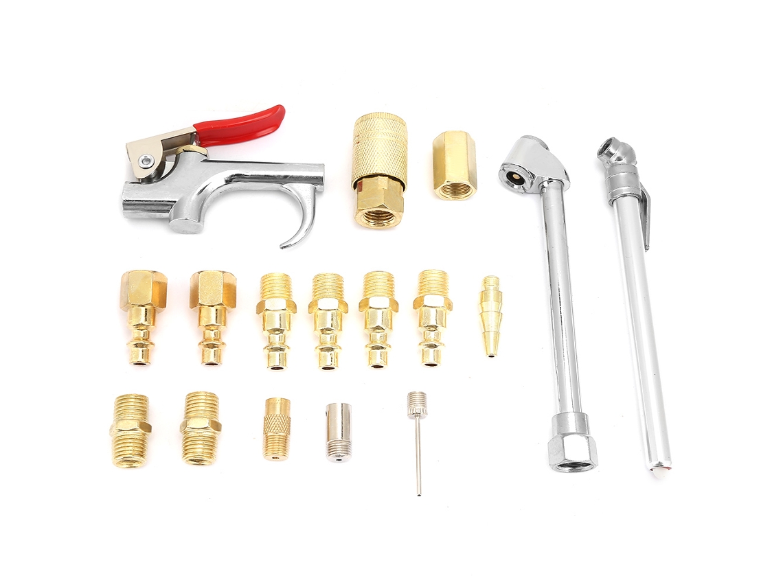 Kit Portátil De Inflado De 17 Piezas Con Compresor De Acero Inoxidable.