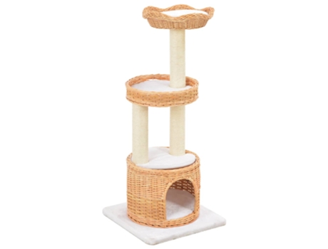 vidaXL Rascador para gatos con poste de sisal madera natural de sauce