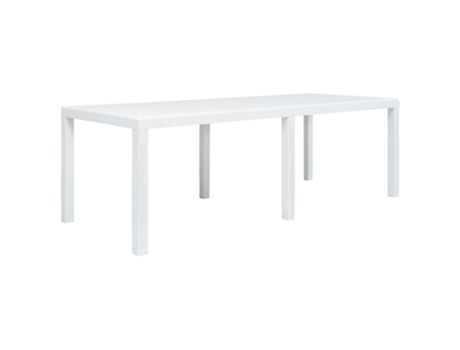 MAISON EXCLUSIVE Mesa de jardín plástico aspecto de ratán blanco 220x90x72 cm