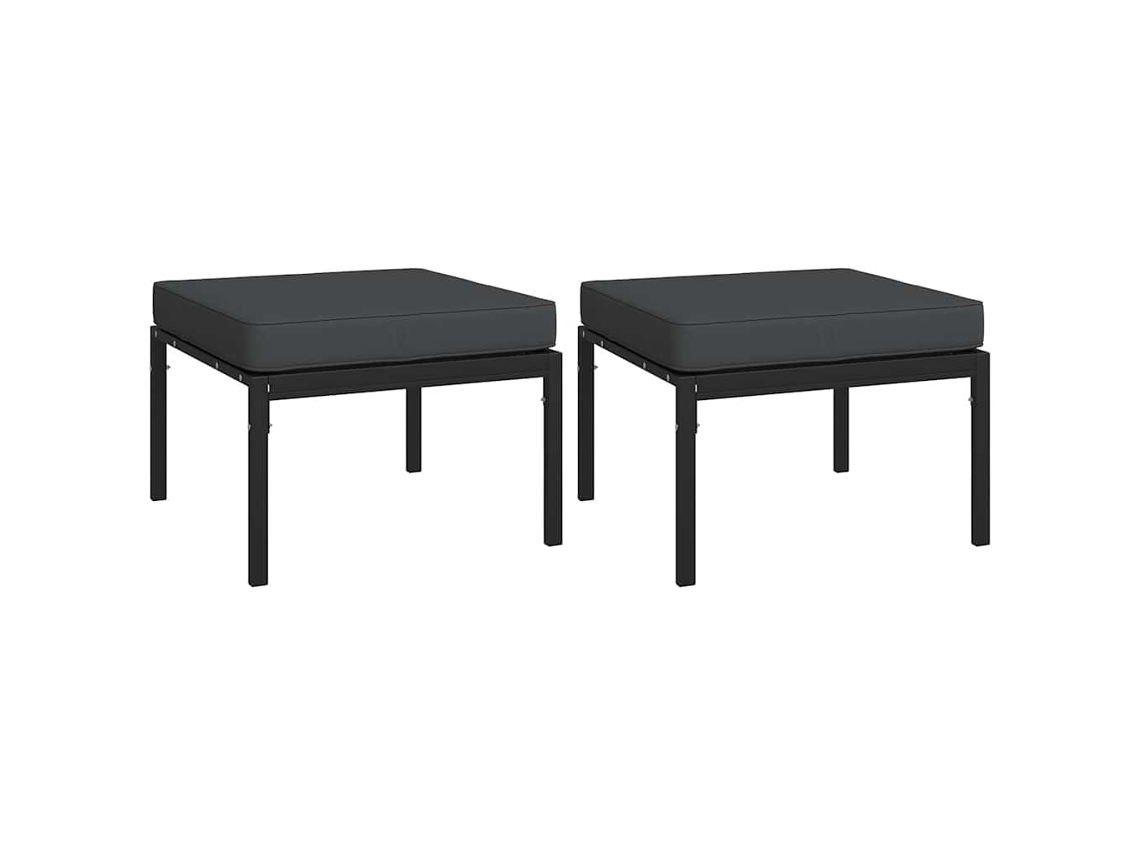 Conjunto 2 Reposapiés De Jardín VIDAXL Negro Acero (60x60x35 cm)