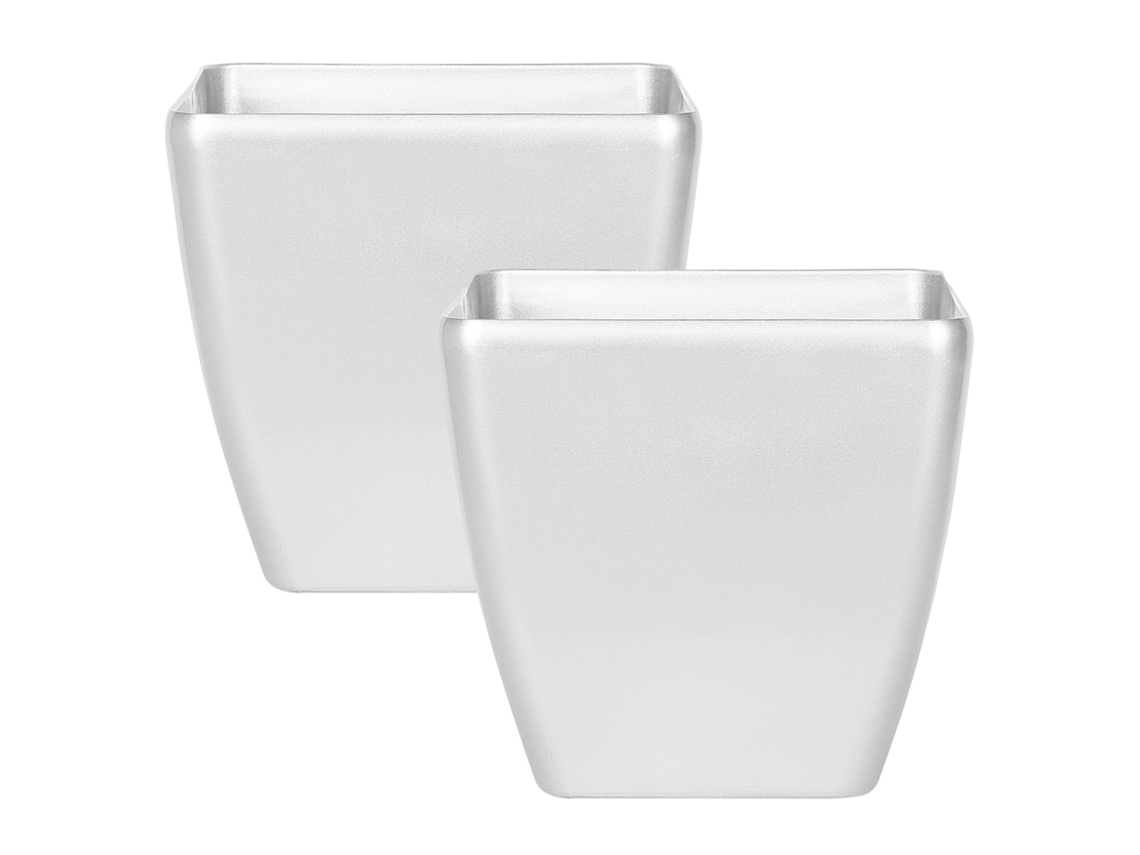 Conjunto de 2 macetas BELIANI Astras de Mezcla de piedra, Poliresina Plateado 42x42x41
