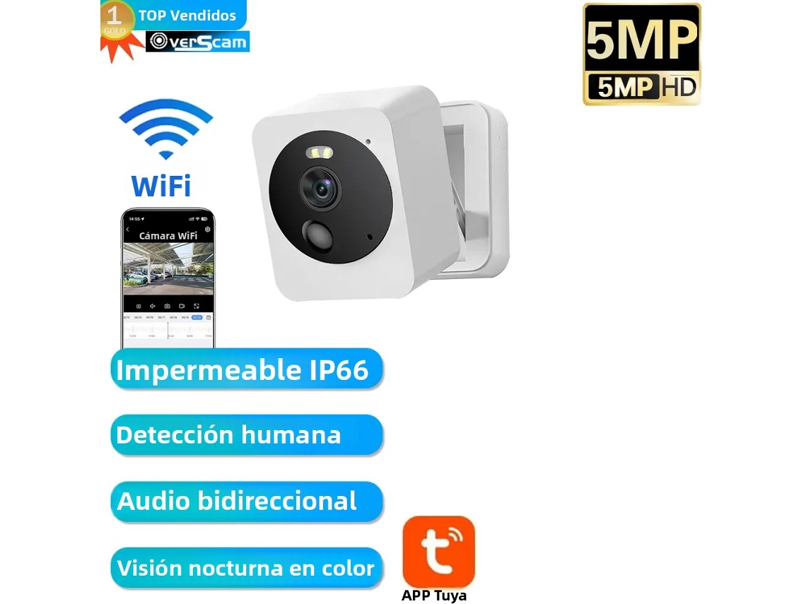 (1 Pieza Sin Tarjeta) Mini Cámara Ip Inteligente Wifi Graffiti, 5 Mp, Resistente Al Agua