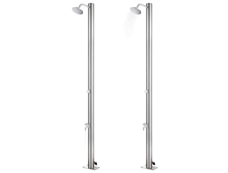 vidaXL Ducha de jardín con base marrón 220 cm acero inoxidable