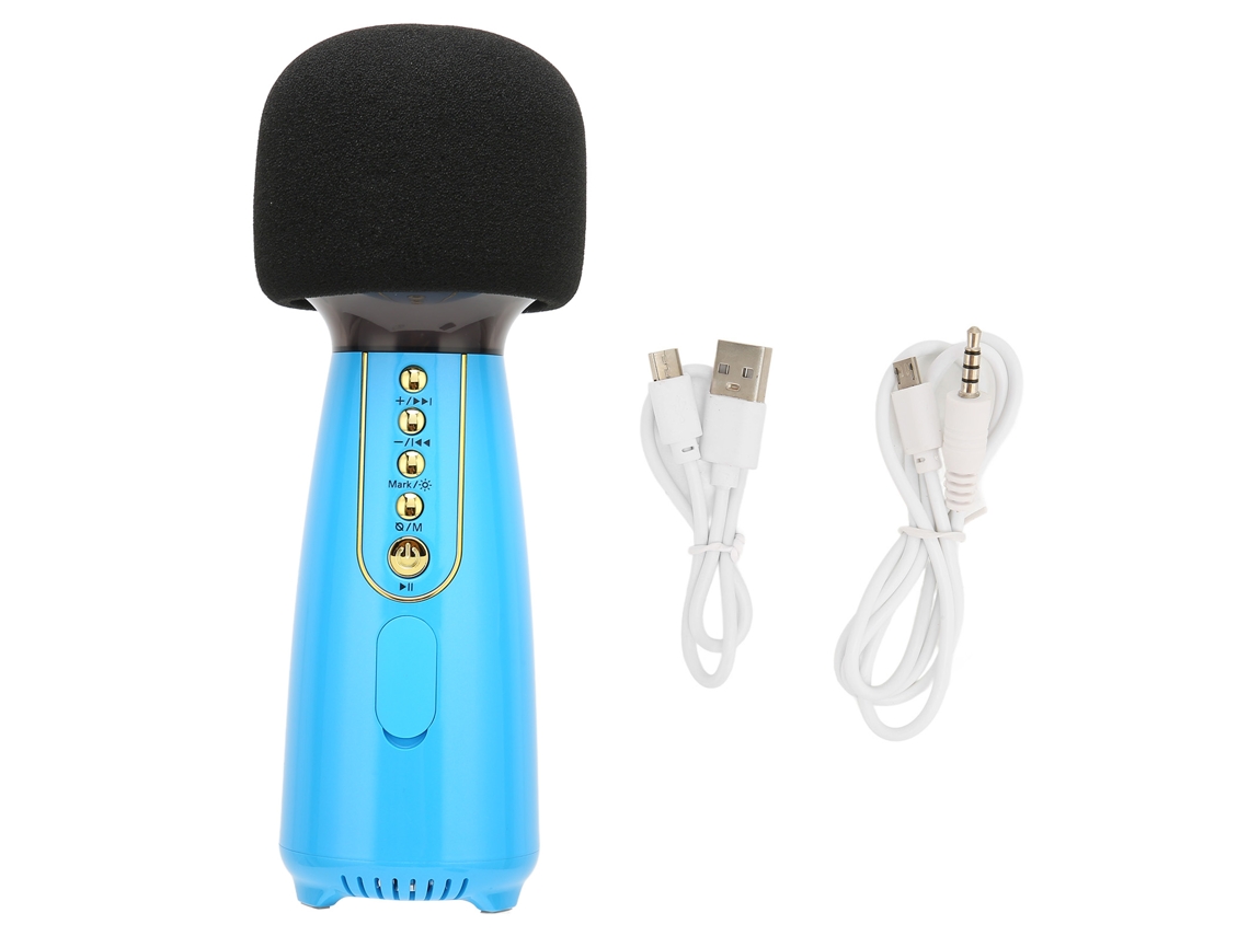 Micrófono Bluetooth Portátil De Mano L868 Con Luz Led Para Fiestas En Casa, Entrevistas En El Coche Y Discursos - Azul