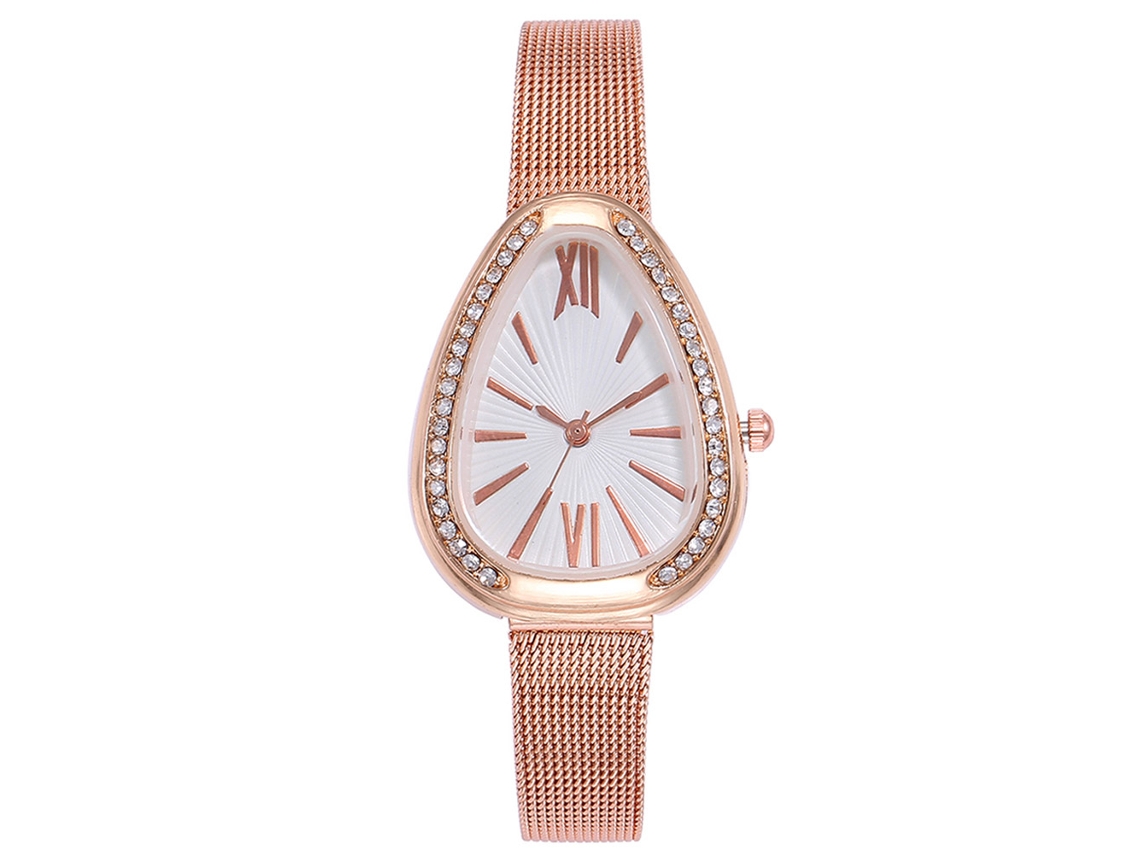 Reloj De Cuarzo Para Mujer Con Correa De Piel Sintética Y Diamantes De Imitación Vansvar Blanco