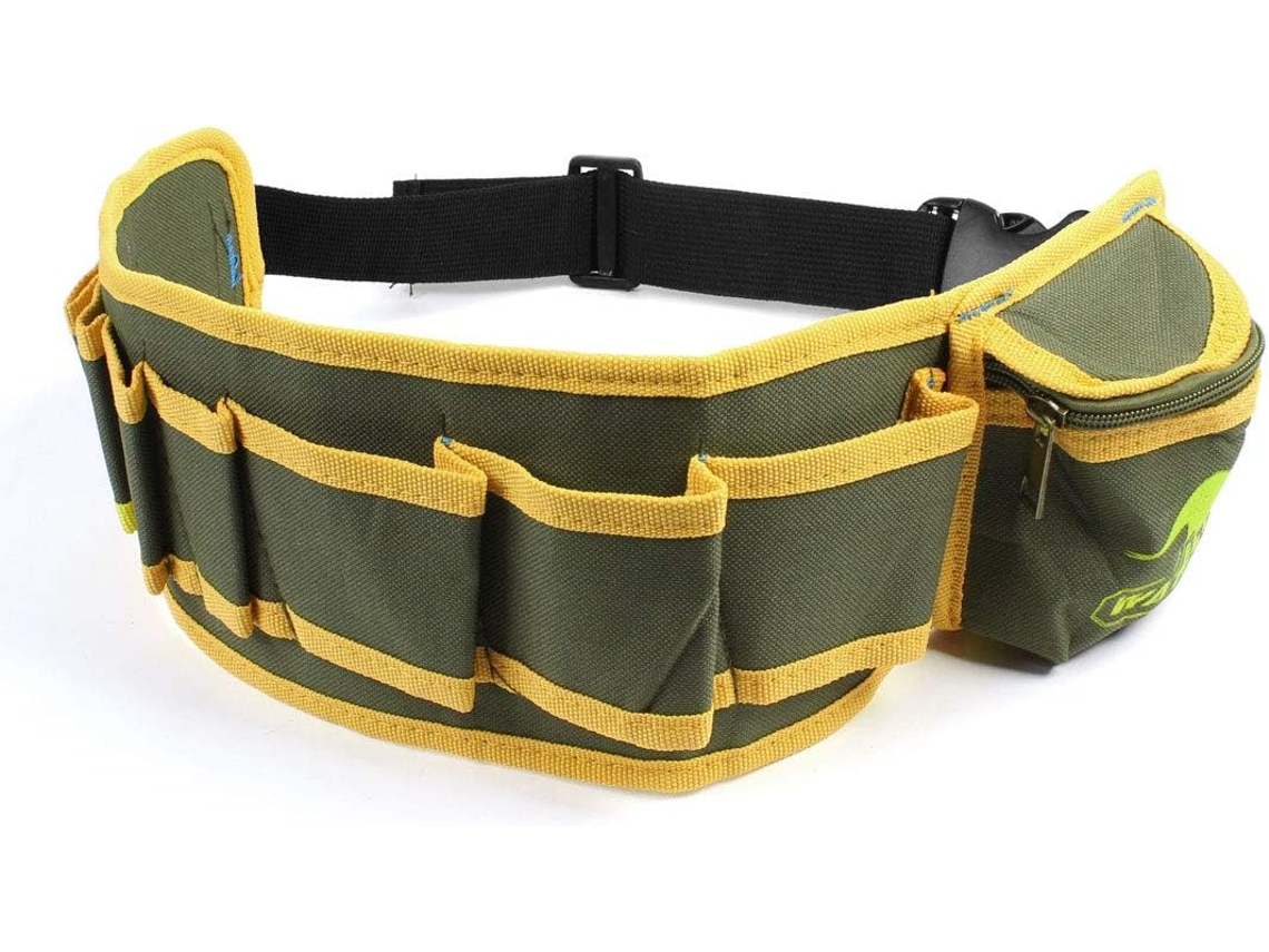 Cinturón De Trabajo Ajustable De Nailon Con Liberación Rápida. Color Verde Militar Y Amarillo.