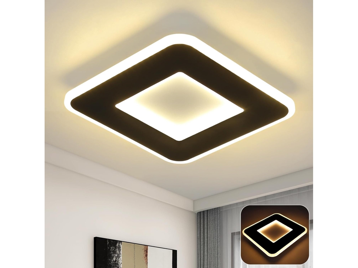 Lámpara de techo LED blanca y negra de 24 cm para pasillo o salón (Zmh)