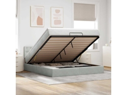 Estructura De Cama Otomana Con Colchón Gris Claro 160x200cm