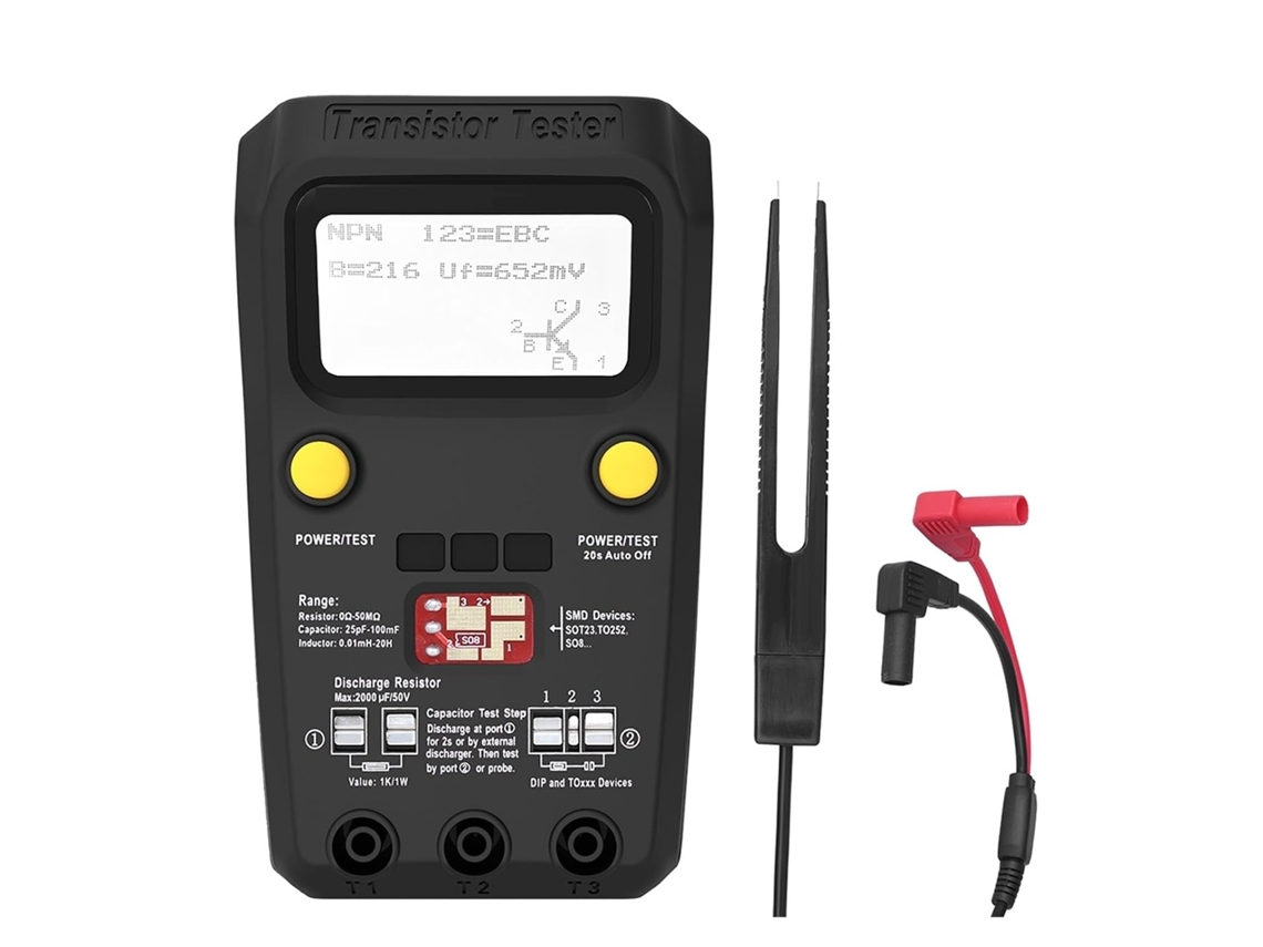 Transistor Multiusos Esr/smd Testeur Diodo Inteligente Triodo Capacidad Resistencia Medidor Lcd Mos/pnp/