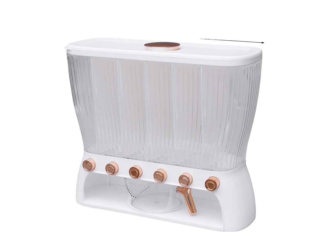 Dispensador de arroz, 6 compartimentos, cierre hermético, blanco (OEM)