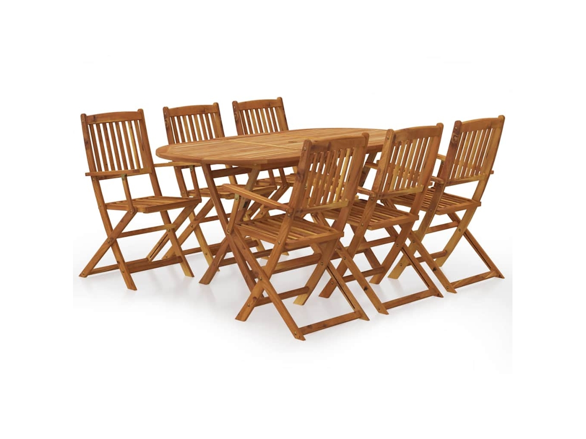 Juego de comedor de jardín plegable de 2 piezas de madera maciza de acacia, Dkd Home Decor