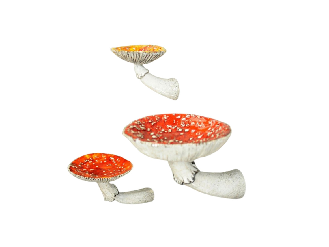 Estante de pared de resina con forma de hongo, 3 piezas