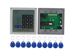Kit de control de acceso con cerradura magnética (capacidad de 280 kg) y 10 tarjetas RFID.