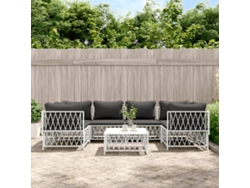 Conjunto de muebles de jardín con cojines, acero blanco, Dkd Home Decor