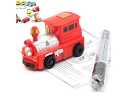 Coche De Juguete Inductivo Que Sigue La Línea Negra. Minivehículo Educativo De Ingeniería Con Lápiz Y Papel.