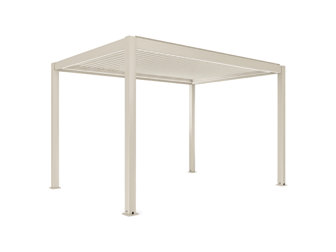 Pérgola Bioclimatique 4x3 M Autoportée Motorisée En Aluminio Crã¨me Avec àclairage Led Oviala