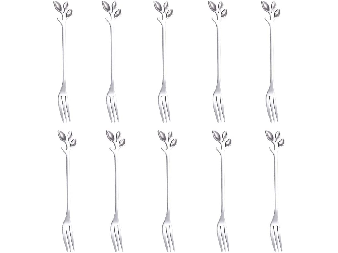 Cuchara de café en forma de hoja - Set creativo (10 piezas) para postres NEVEANCE