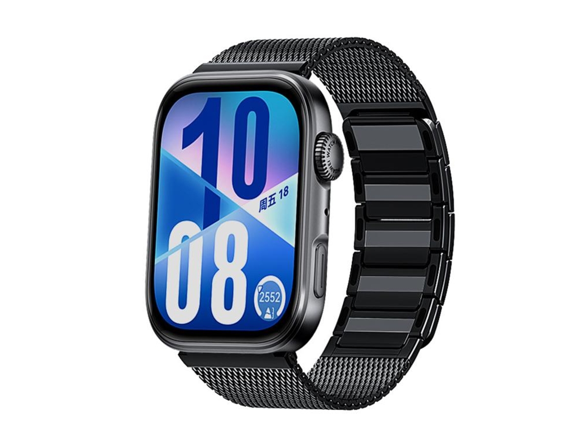 Bracelete Para Huawei Watch Fit 4 / Fit 4 Pro / Fit 3 - Aço Inoxidável Magnético - Formato De I Preta