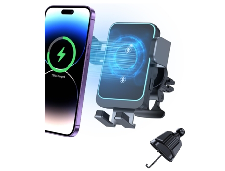Cargador de coche inalámbrico de carga rápida de 15 W, soporte para teléfono de coche compatible con iPhone 14/13/12/11, Samsung S23/S22/W23 y otro...