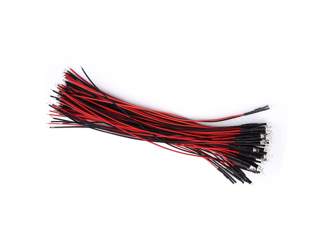 50pcs Diodos Led Pre Cableados Dc 9-12v Transparentes 3 5 10mm Blanco Rojo Azul Verde