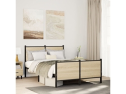 Estructura De Cama Sin Colchón Metal Roble Sonoma 120x200 Cm