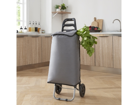 Carro de la compra Aaby plegable y impermeable máx. 30kg acero e poliéster 96 x 35 x 29 cm gris oscuro e negro [EN.CASA]