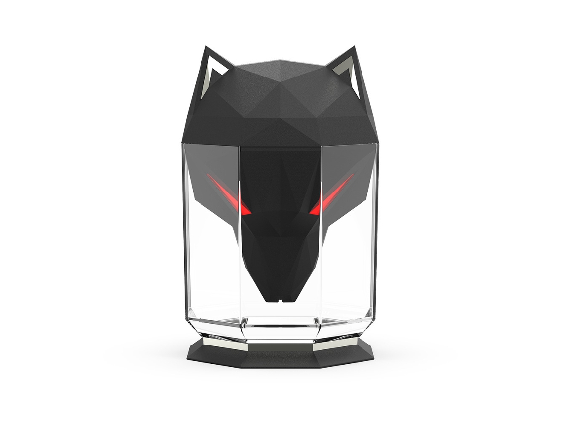 Humidificador Digitallab de 650 ml, forma de cabeza de lobo, luz ambiental, pulverización de nanonivel (negro)