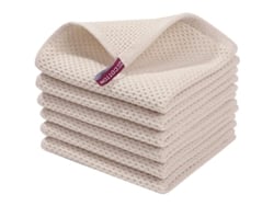 Rebe-toallas De Cocina 100% Algodón, Ultra Absorbentes Y Suaves, Paquete De 6, Color Beige, 30x30 Cm