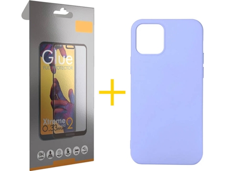 Kit Funda + Protector de Pantalla Apple iPhone 12 Mini SKYHE Full Liso (Morado)