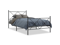 Maison Exclusive - Estructura Cama Sin Colchón Con Estribo Metal Negro 100x190 Cm