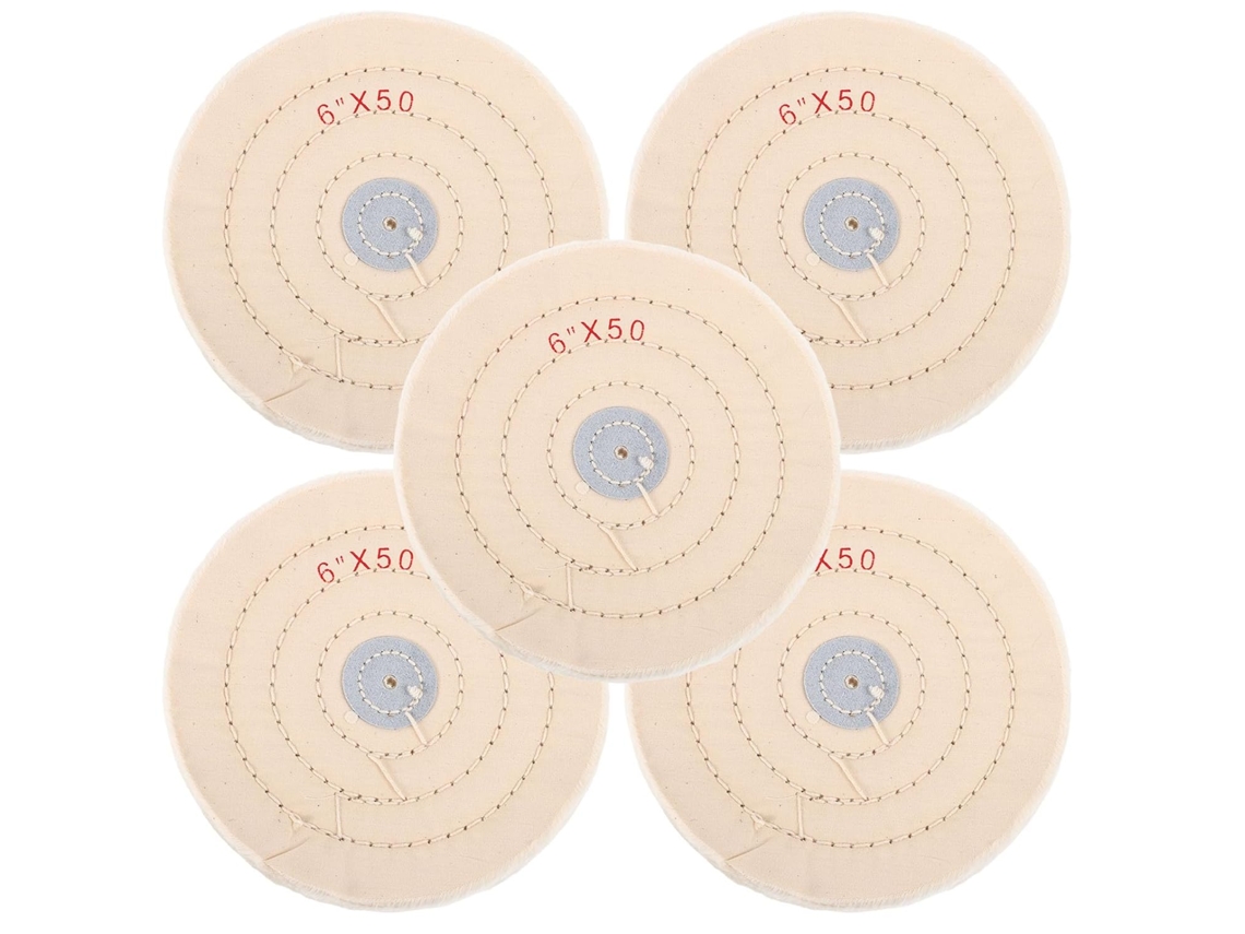 Discos De Polimento De Algodão Yardenfun 6x50mm, 5 Peças, Para Ferramentas Rotativas, Roda De Polimento Para Acabamento