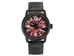 Reloj De Cuarzo Para Hombre Con Correa De Nailon Impermeable Con Estampado De Camuflaje Y Calendario (rojo)