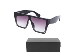 Gafas De Sol Grandes, Rectangulares Y Cuadradas, Con Montura Negra Y Lentes Degradadas Uv De Color Gris-violeta Para Mujer.