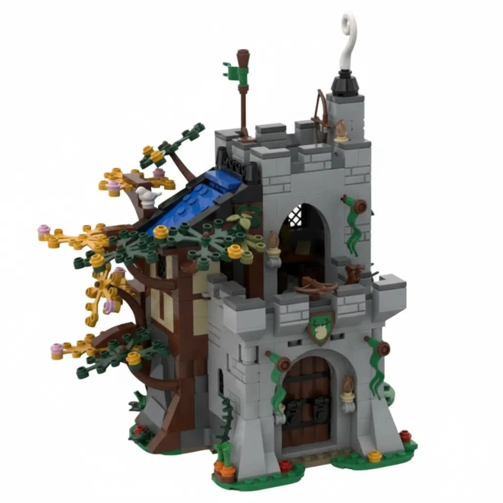 Set De Construcción Moc De Puesto Avanzado Medieval De 627 Piezas - Modelo De Estación De Guardabosques