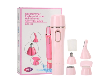 Depiladora 4 en 1 para mujer, depiladora eléctrica lavable indolora, recargable por Usb, depiladora impecable, juego de afeitado rosa BISBISOUS